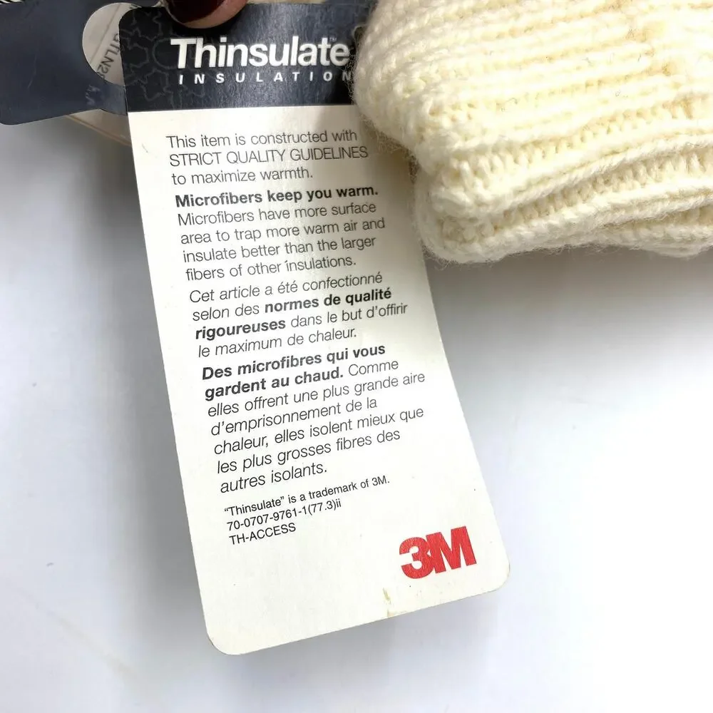 Isotoner Ivory Knit Gloves Lined Thinsulate Winter Ski Apres